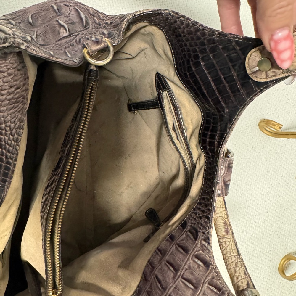 BRAHMIN Croc-Embossed Leather Handbag - Picture 2 of 6